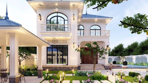 THIẾT KẾ KIẾN TRÚC BIỆT THỰ VƯỜN 450M2 HOÀI ĐỨC.