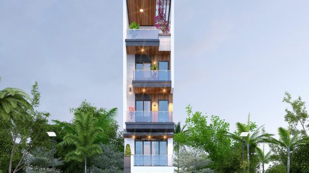 Thiết kế kiến trúc nhà phố 5 tầng tại Đan Phượng – Chú Lao