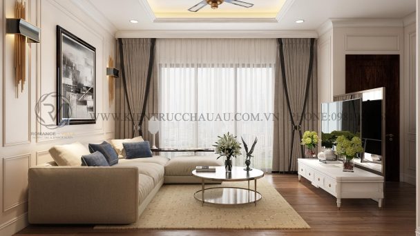 Thiết kế nội thất chung cư 90m2 phong cách tân cổ điển nhẹ