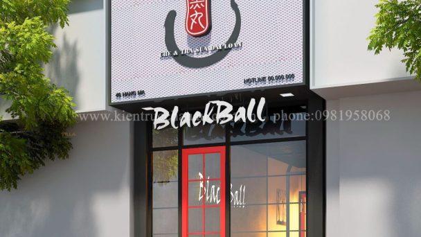 Thiết kế quán trà sữa mặt tiền hẹp – Black Ball phố Hàng Mã